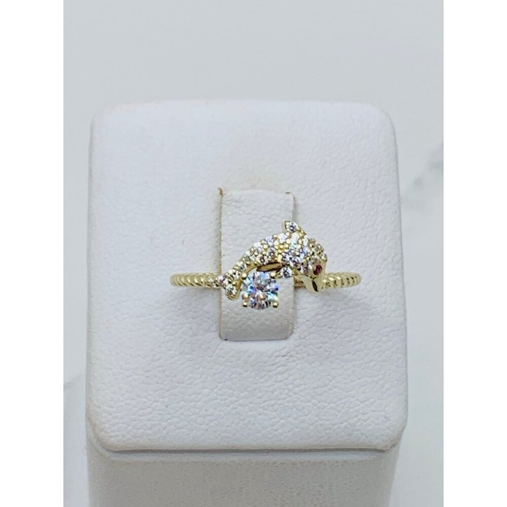 14k Solid Gold Women’s Ring Size 8 Dolphin - image 4